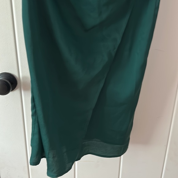 Lulus Silky Cowl Dress - Emerald - Picture 3 of 7